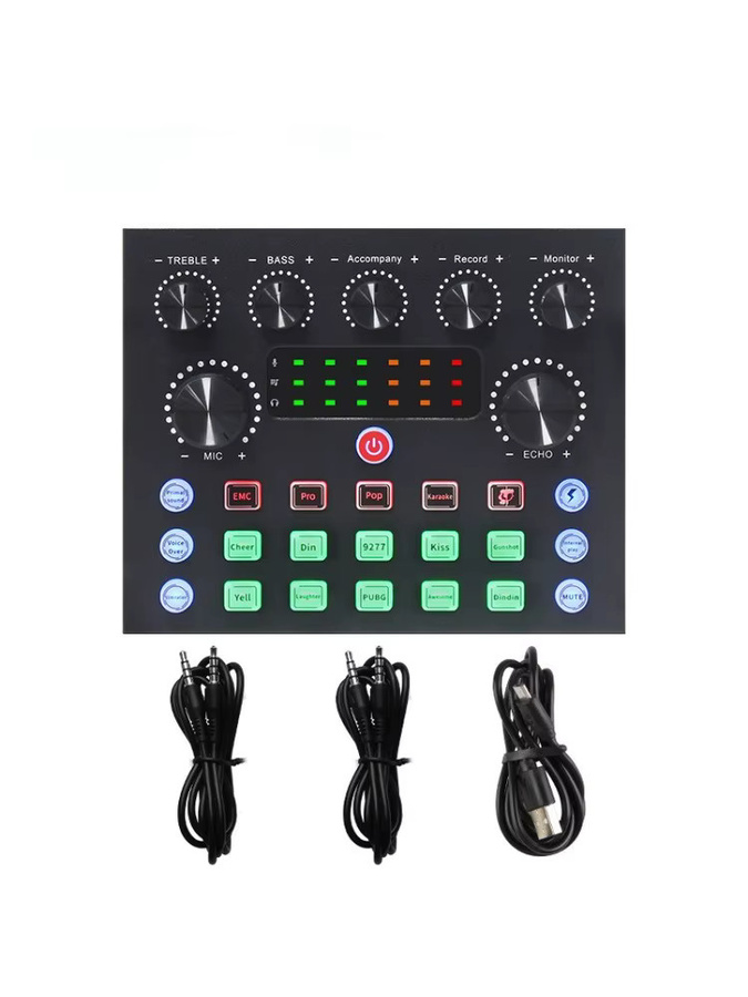 VIKEFON V8 V8S Audio-Mixer in Schwarz mit USB, Mikrofon- und Headset-Anschluss für Webcast und Live-Übertragungen - Bild 3