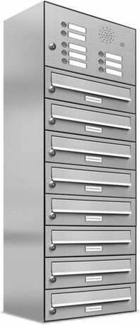 AL Briefkastensystem für 8 Parteien, Aufputzmontage, silberfarben, B/T/H: 38,5 x 27,5 x 115 cm - Bild 1