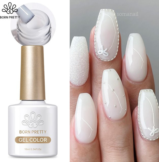 BORN PRETTY Gel-Nagellack, milchig-weiß, 10 ml - Bild 1