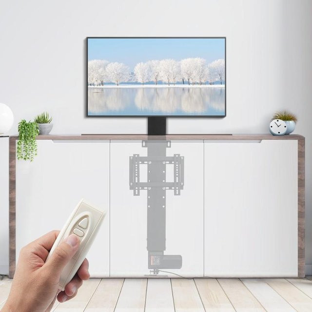 Motorisierter TV-Lift für Wandmontage in Schwarz, verstellbare Deckenhalterung für Fernseher 71,1-81,3 cm, 220V - Bild 1