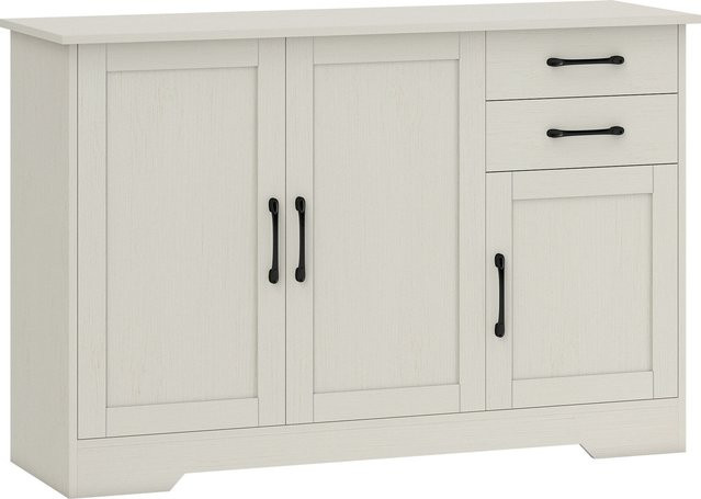 Modernes Sideboard HOMCOM mit 3 Türen und 2 Schubladen in Cremeweiß, B/T/H: 120 x 38 x 79 cm - Bild 1