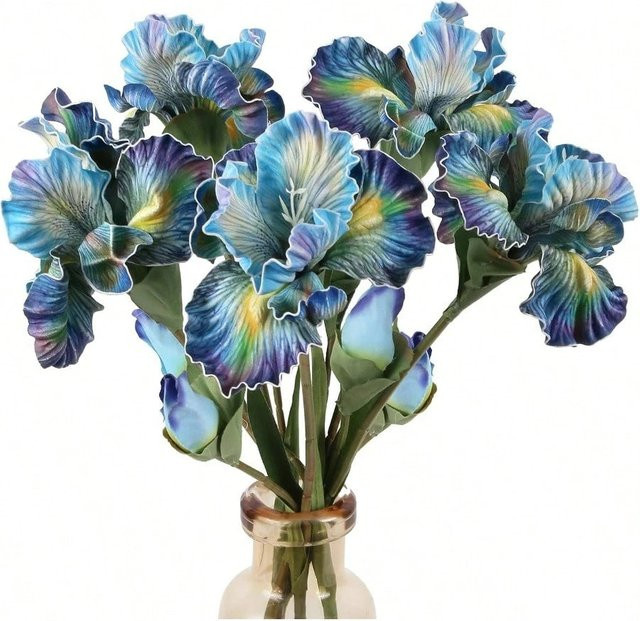 Uflower Künstliche Irisblumen mit Knospe in Mehrfarben, 45 cm Höhe - Bild 1