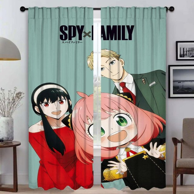 Spy X Family Tüllgardinen für Wohnzimmer und Schlafzimmer, 2er-Set, Mehrfarbig, B: 50 cm, H: 70 cm - Bild 1
