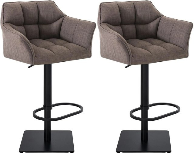 2er Set DELUKE Barhocker SIHAR, höhenverstellbare Barstühle aus Stoff in Grau und Schwarz, drehbar mit Lehne, B/T/H: 64 x 45 x 88 cm - Bild 1