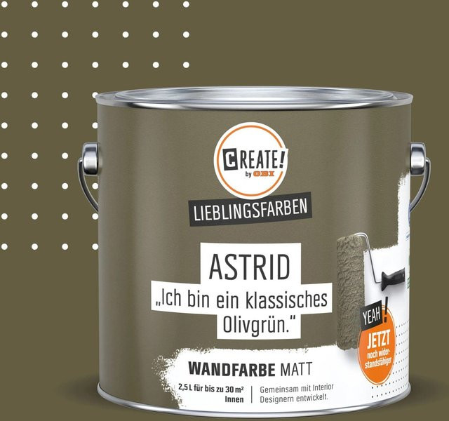 CREATE! by OBI Wandfarbe Lieblingsfarbe Astrid Olivgrün Matt, 2,5 l - Bild 1