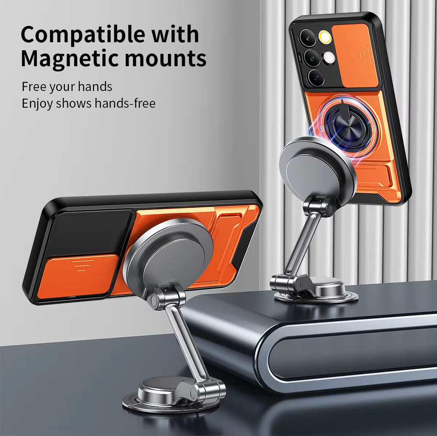 RIGTFKY Stoßfeste Panzer-Handyhülle für Realme 16 15 14 Pro C71 C51 C53 C55 C61 C63 C85 C67 mit Ständer und magnetischer Abdeckung in Orange - Bild 3