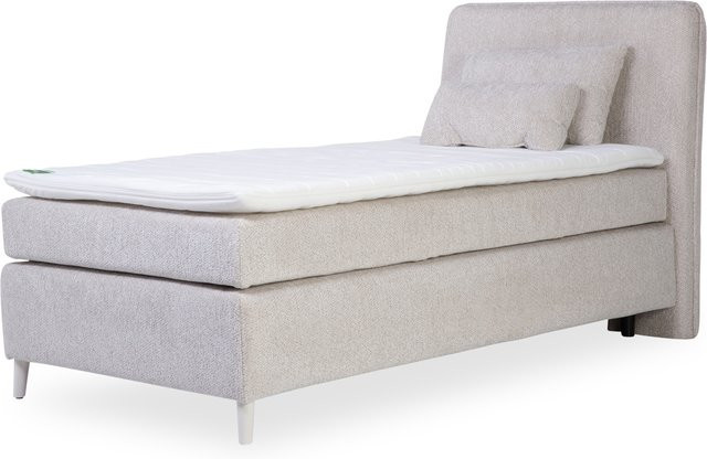 Boxspringbett HARPER JODAR in Beige mit Stoffbezug und Bonell-Federkern, B/T: 100 x 200 cm - Bild 1