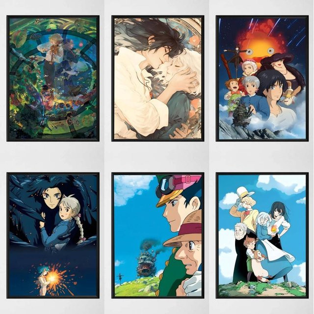 Selbstklebender Anime Poster Aufkleber Das Schloss im Wandel, Mehrfarbig, Papierdruck für Wandgestaltung - Bild 1