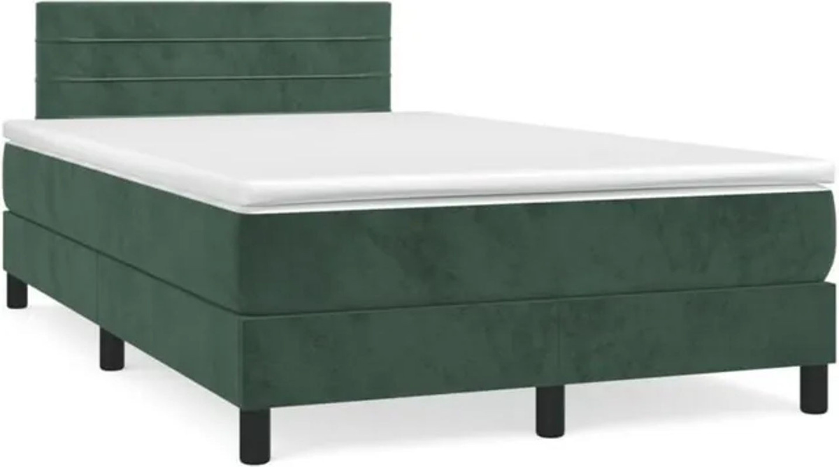 VIDAXL Boxspringbett mit Matratze in Grün aus Samt, B/T/H: 190 x 120 x 88 cm - Bild 1