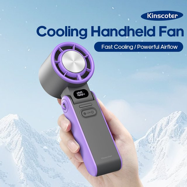 Tragbarer Hochgeschwindigkeits-Kühlventilator von kinscoter in Purple, wiederaufladbarer Mini-Faltlüfter mit 100 Geschwindigkeitsstufen und Schlüsselband - Bild 1
