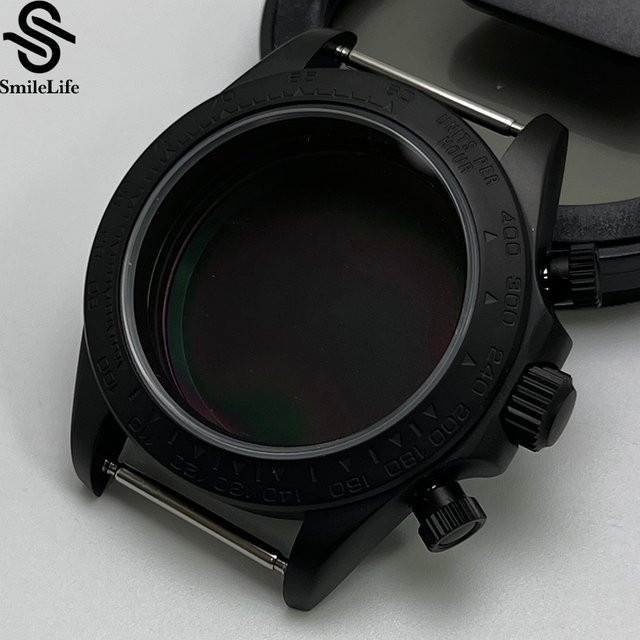 SmileLife Uhrengehäuse, 39 mm, mattschwarz, Keramiklünette, Saphirglas, VK63-Quarzwerk, Uhrenzubehör - Bild 1