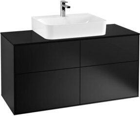 Villeroy & Boch Waschtischunterschrank Finion Wandhängend Schwarz Lackiert B: 120 cm, T: 60,3 cm, H: 50,1 cm - Bild 1