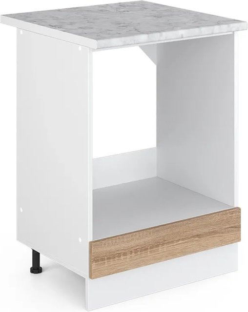 Vicco Herdumbauschrank R-Line Sonoma/Weiß mit Marmor-Optik, Breite: 60 cm, Höhe: 81,6 cm, Tiefe: 60 cm - Bild 1
