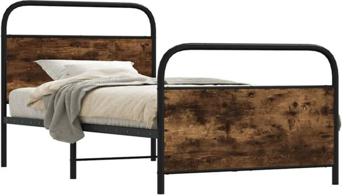 vidaxl Bettgestell aus Holzwerkstoff und Metall in Braun im Industrial Design B/T/H: 100 x 200 cm - Bild 1