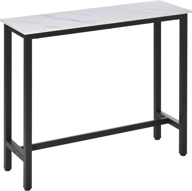 HOMCOM Bartisch in modernem Design aus Spanplatte und Metall, Weiß-Schwarz, B: 120 cm, T: 40 cm, H: 100 cm - Bild 1