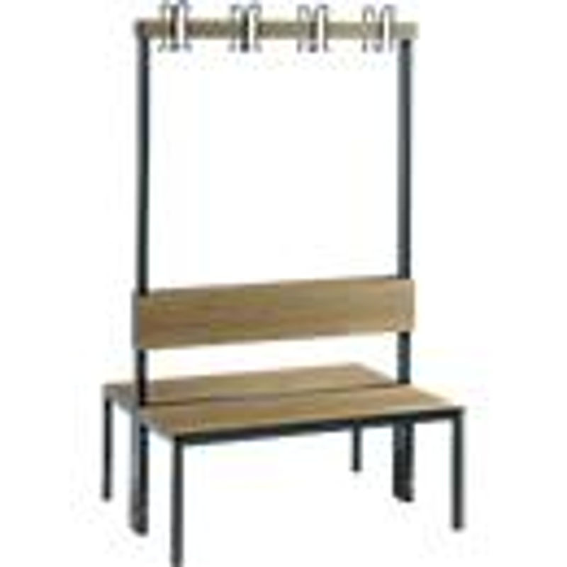 C+P Garderobenbank Basic Plus doppelseitig mit Rückenlehne, Eiche Sereno, Gestell Schwarzgrau, H 165 cm x B 100 cm x T 76 cm - Bild 2
