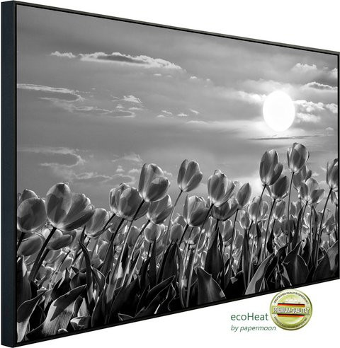 papermoon EcoHeat Infrarotheizung Blumen Schwarz Weiss mit App-Steuerung und Überhitzungsschutz - Bild 1
