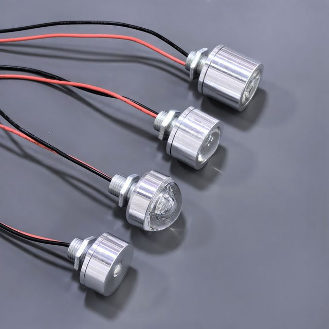 JOYPINJ 10er Set Mini LED Flutlicht Scheinwerfer für Schrank und Vitrine, 1 Watt, Silber/Weiß, Kaltweiß - Bild 1