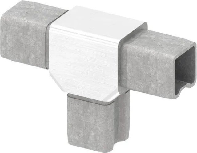 FeNau T-Verbinder aus V4A Edelstahl in Silber für Rohr 25 x 25 x 2,0 mm zum Stecken - Bild 1