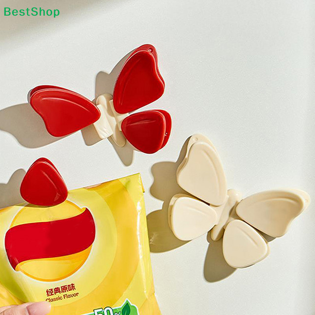 Dekorative Schmetterlings Magnetclips in Rot aus Kunststoff zum Verschließen von Snacktüten und Organisieren von Notizen - Bild 1