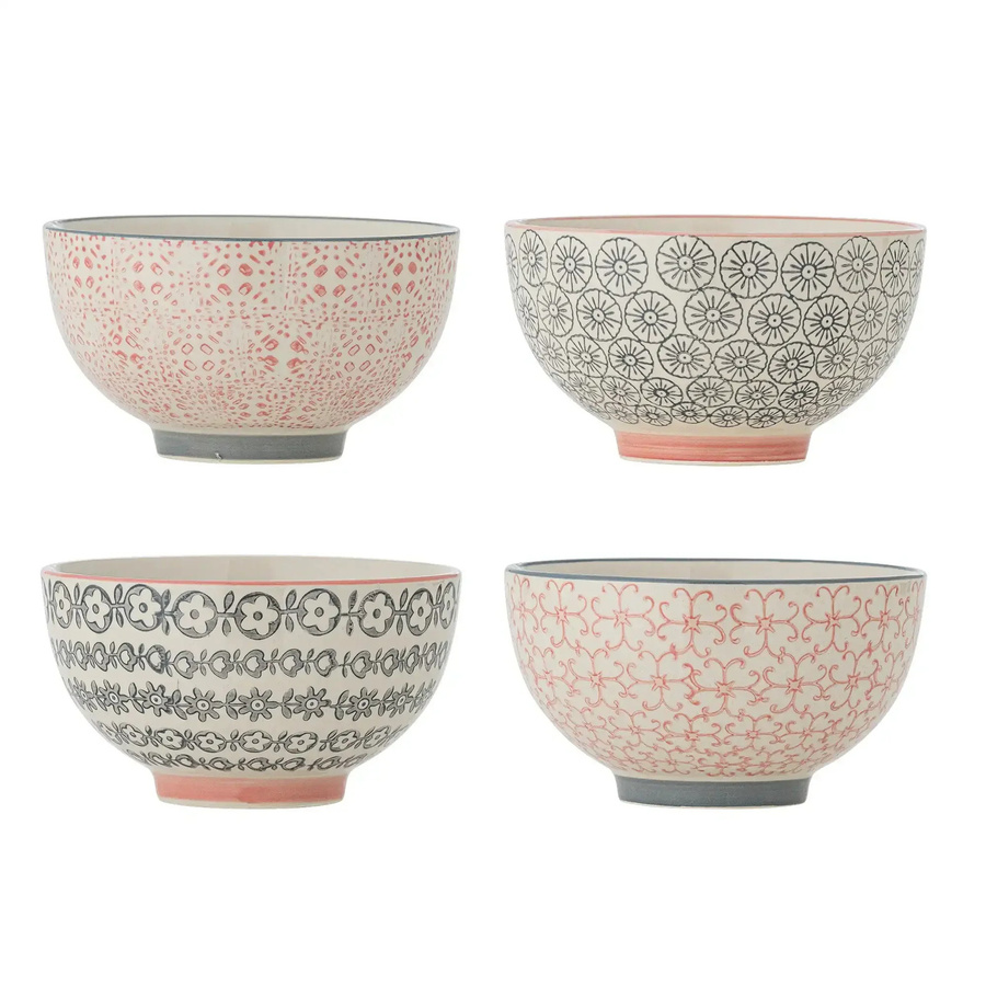 Bloomingville Schale Cécile aus Steingut in Rosa, Set von 4 Stück - Bild 1