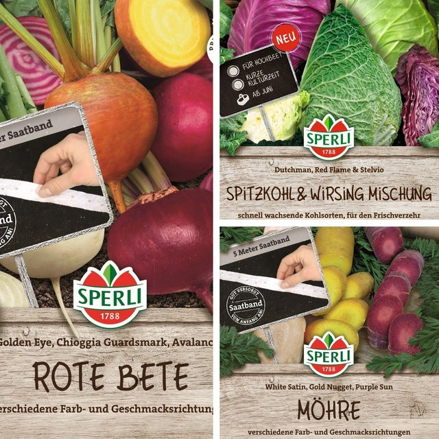 SPERLI Samen-Set Bunter Gemüsemix mit 3 x Saatgut, Mehrfarbig - Bild 1