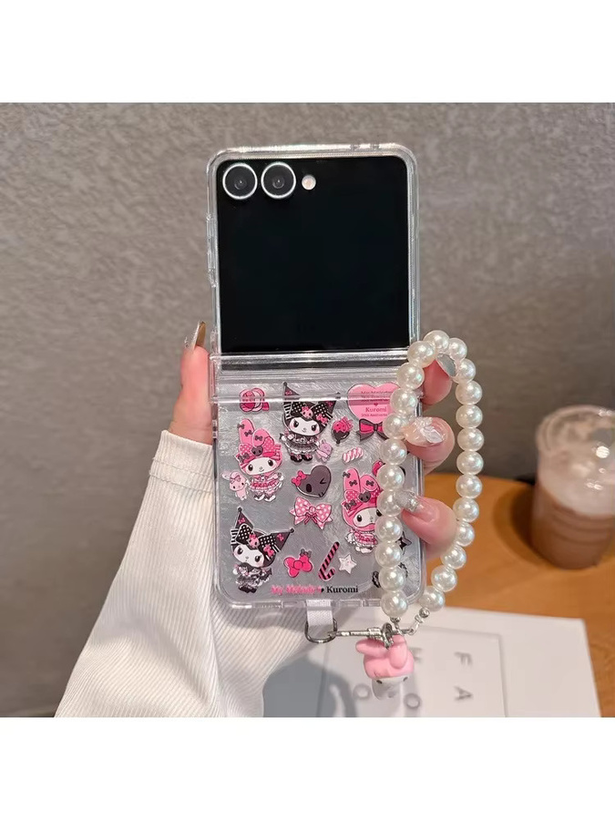 Sanrio Kuromi und My Melody Handyhülle mit Umhängeband für Samsung Galaxy Z Flip 7 und Z Flip 6 5, harte PC-Rückseite - Bild 3