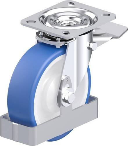 Blickle L-POTHS 125KA-ST-FS Stahlblech-Lenkrolle in Blau mit Stahlgehäuse und 125 mm Rad-Durchmesser für eine Tragfähigkeit von 250 kg - Bild 1