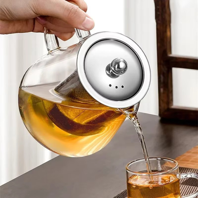Hitzebeständige Glas-Teekanne mit Edelstahl-Teesieb in Transparent, 450 ml - Bild 2