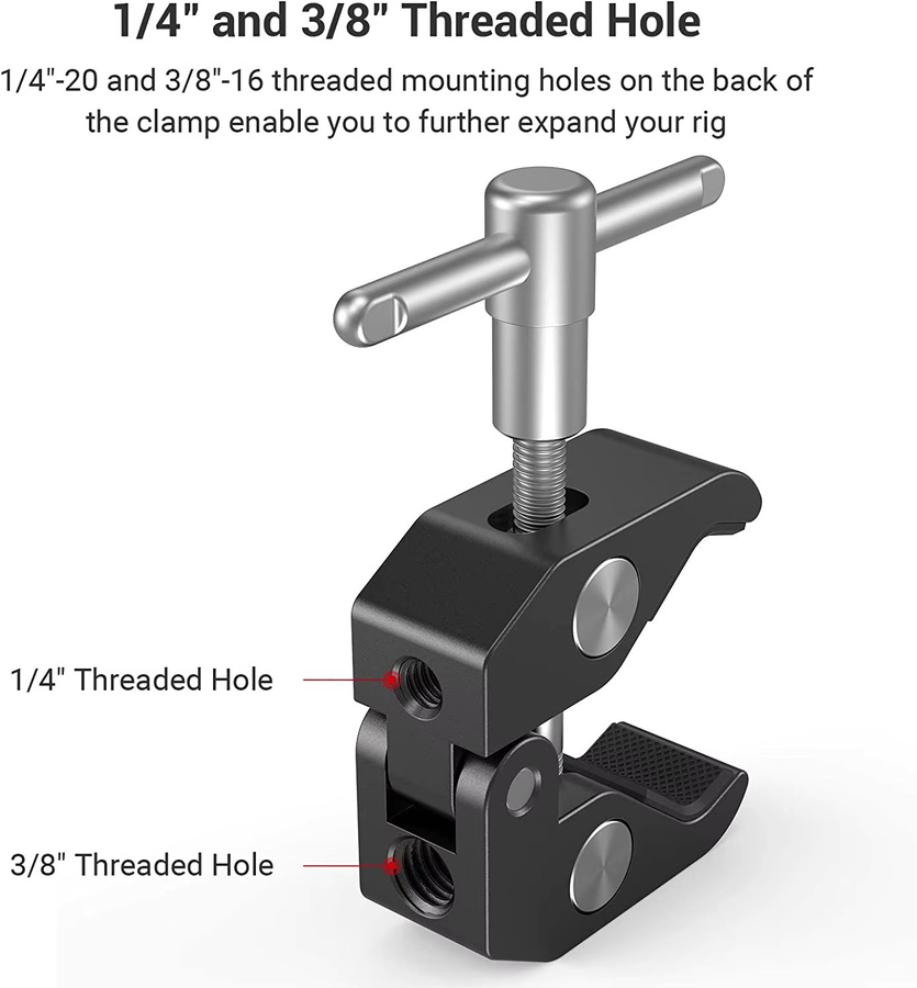 SmallRig Super Clamp 2er-Pack mit 1/4 Zoll und 3/8 Zoll Gewinde in Schwarz - Bild 3