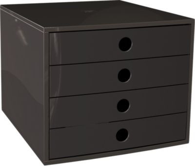 Exacompta FILIBOX EcoBlack Schubladenbox mit 4 Schubladen für A4, Schwarz, aus Recyclingkunststoff, Blauer Engel - Bild 1