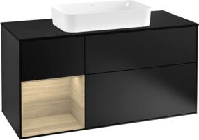 V&B Waschtischunterschrank Finion mit Wandbeleuchtung, Schwarz Lackiert, Breite: 120 cm, Tiefe: 50,1 cm, Höhe: 50,1 cm - Bild 1