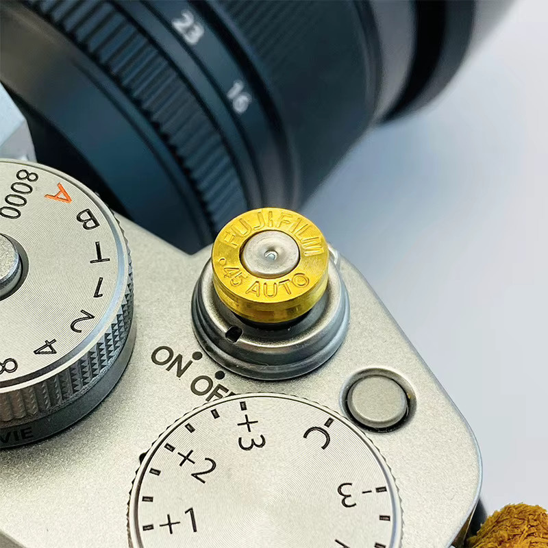 CNC H62 Messing Kamera-Auslöserknopf .45 AUTO Logo in Gold passend für Fuji XE5 XM5 XT5 XT50 Nikon Leica M/Q3 - Bild 3