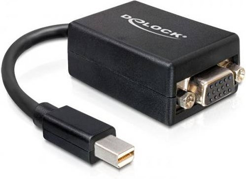 Delock 65256 DisplayPort auf VGA Adapter in Schwarz mit Mini-DisplayPort Stecker und D-SUB Buchse 15pol. 0,18 m - Bild 1