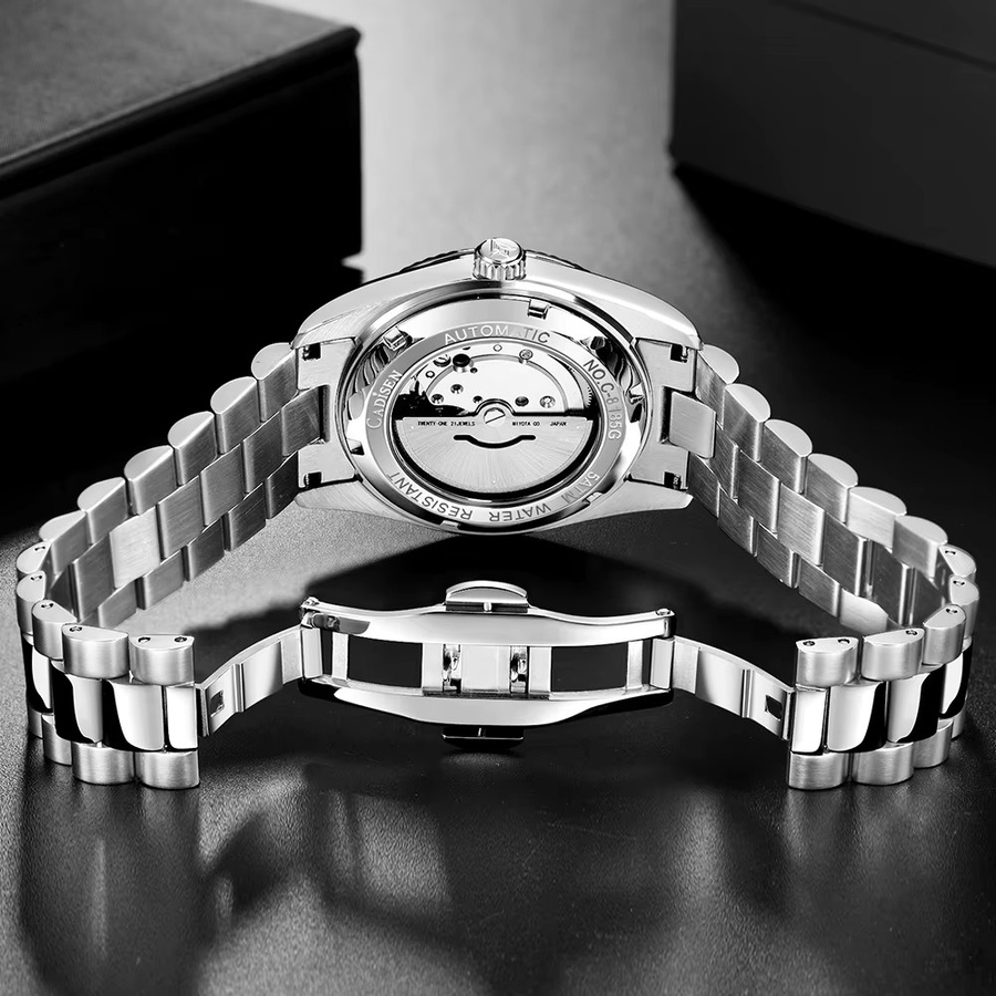 CADISEN Armbanduhr Automatik, Edelstahl, Blau, Herren - Bild 2