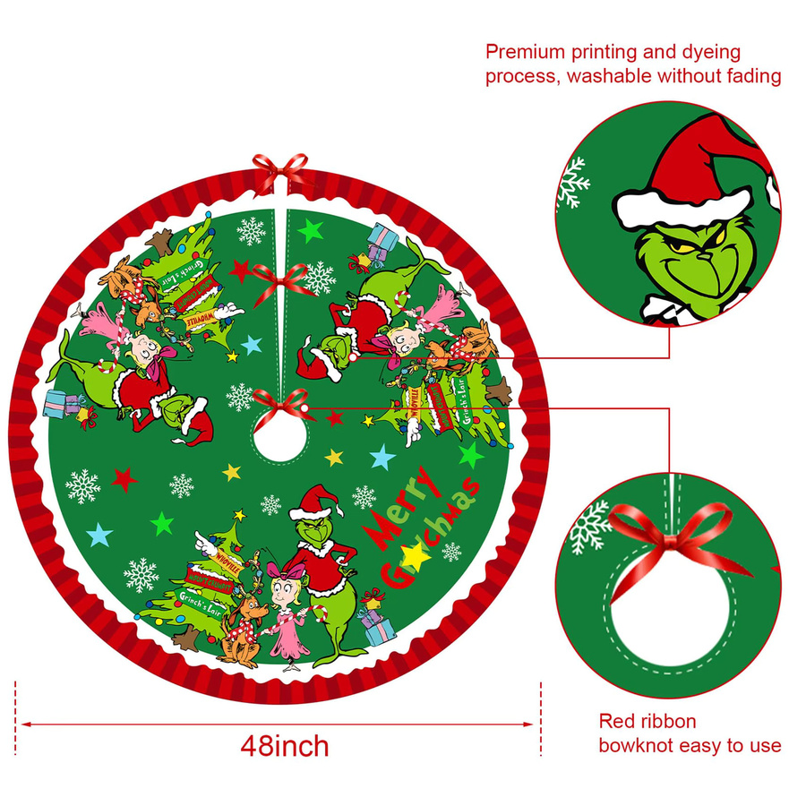 VIKAMA Weihnachtsbaumrock im Bauernhaus-Stil, weich und lustig, Rot und Grün - Bild 2