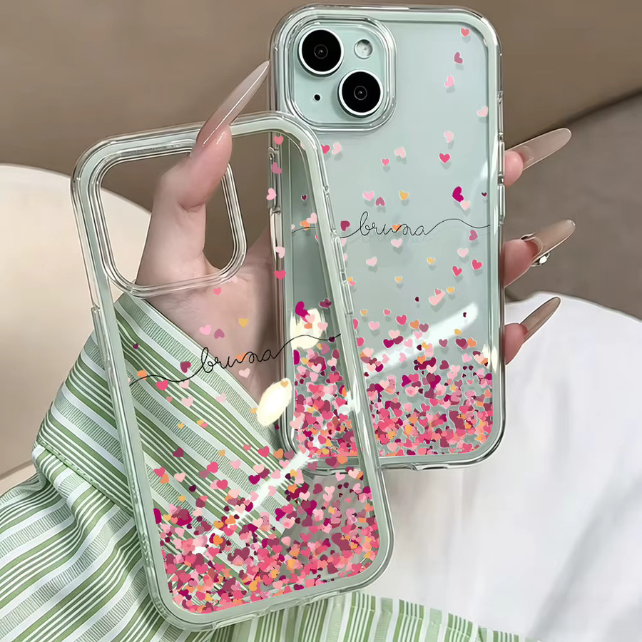 Transparente Candy Handyhülle mit Herzdesign für Apple iPhone 11 12 13 14 15 16 17 Pro Max Plus Air, stoßfeste Schutzhülle - Bild 2