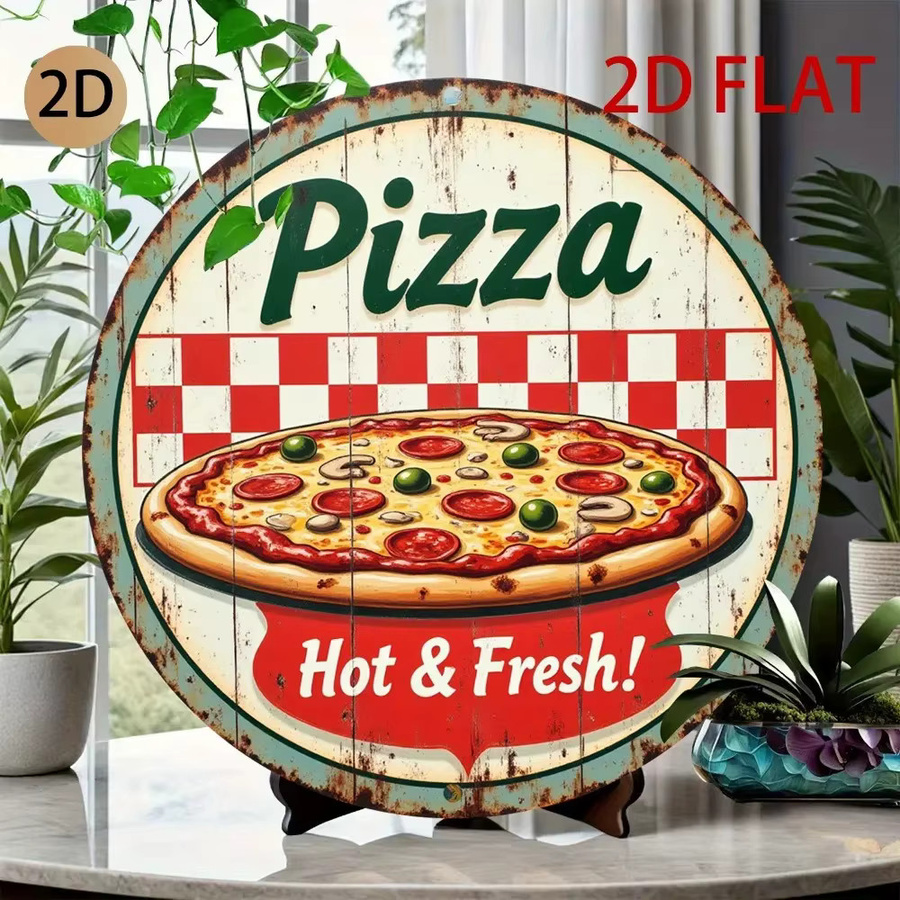 CIFBUY Vintage Pizza Metallschild Rund Wanddekoration Multicolour Durchmesser: 20 cm - Bild 2