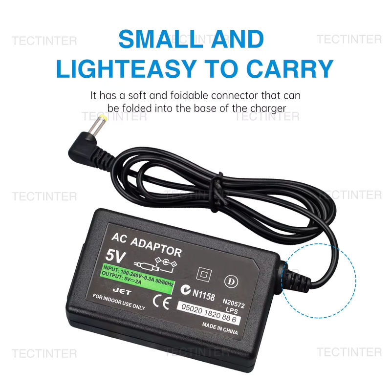 TECTINTER 5V AC-Netzteil für PlayStation PSP 1000, 2000 und 3000 Serie in Schwarz mit EU-Stecker - Bild 4