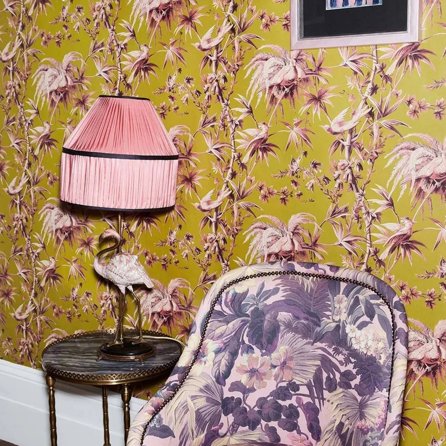 House of Hackney Tapete Aurora Chartreuse in Gelb mit floralem und botanischem Muster - Bild 1