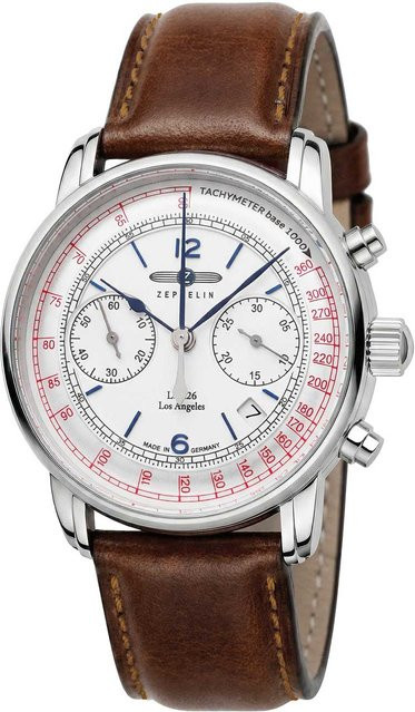 Zeppelin Chronograph, Automatik, Edelstahl, 42 mm, Herren, Leder - Bild 1