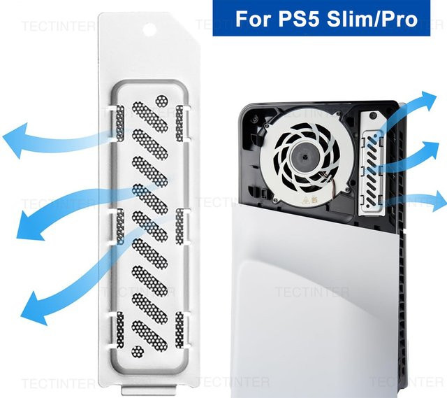 TECTINTER Aluminium SSD Kühlkörper und Staubschutz für PS5 Slim und PS5 Pro in Silber - Bild 1