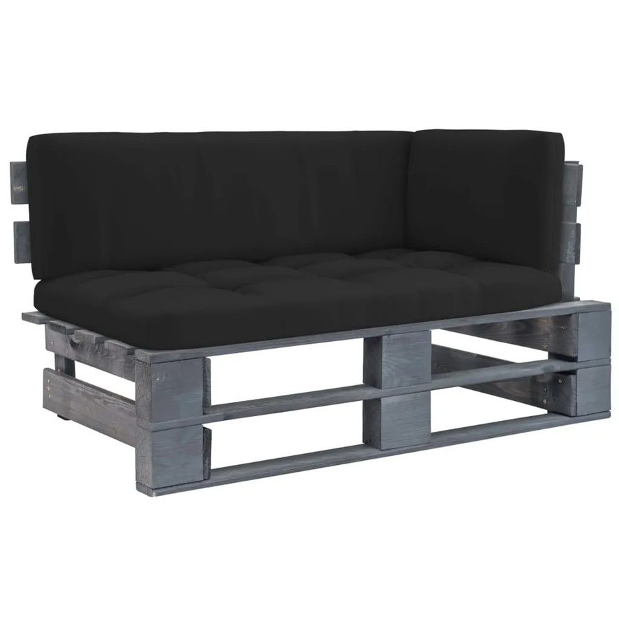 vidaXL Outdoor-Ecksofa aus imprägniertem Kiefernholz in Grau mit Polsterkissen für Garten und Terrasse - Bild 2