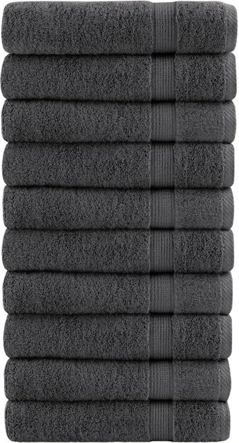 vidaXL Premium Duschtücher aus Baumwolle, 10 Stück, Anthrazit, B: 70 cm, L: 140 cm, 600 g/m2 - Bild 1