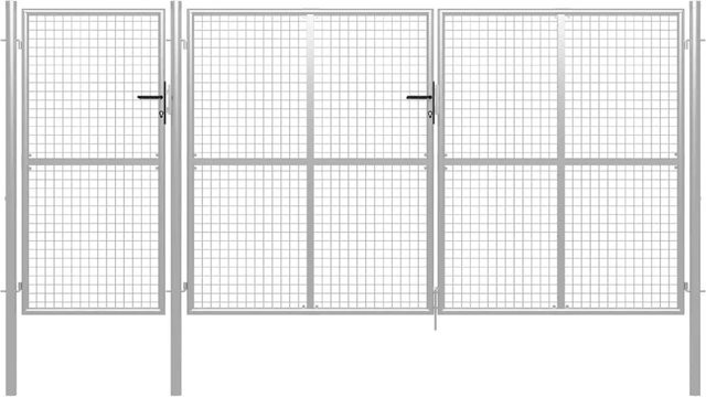 vidaXL Gartentor aus Stahl in Silber, Doppelstor, B: 400 cm, H: 150 cm - Bild 1