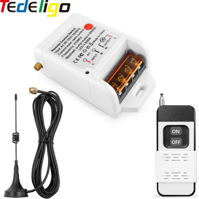 Tedeligo Universeller drahtloser Fernschalter 433 MHz mit RF-Sender und AC 220V 30A Relais-Empfänger für Wasserpumpen und Landwirtschaft mit 1000m Reichweite - Bild 1