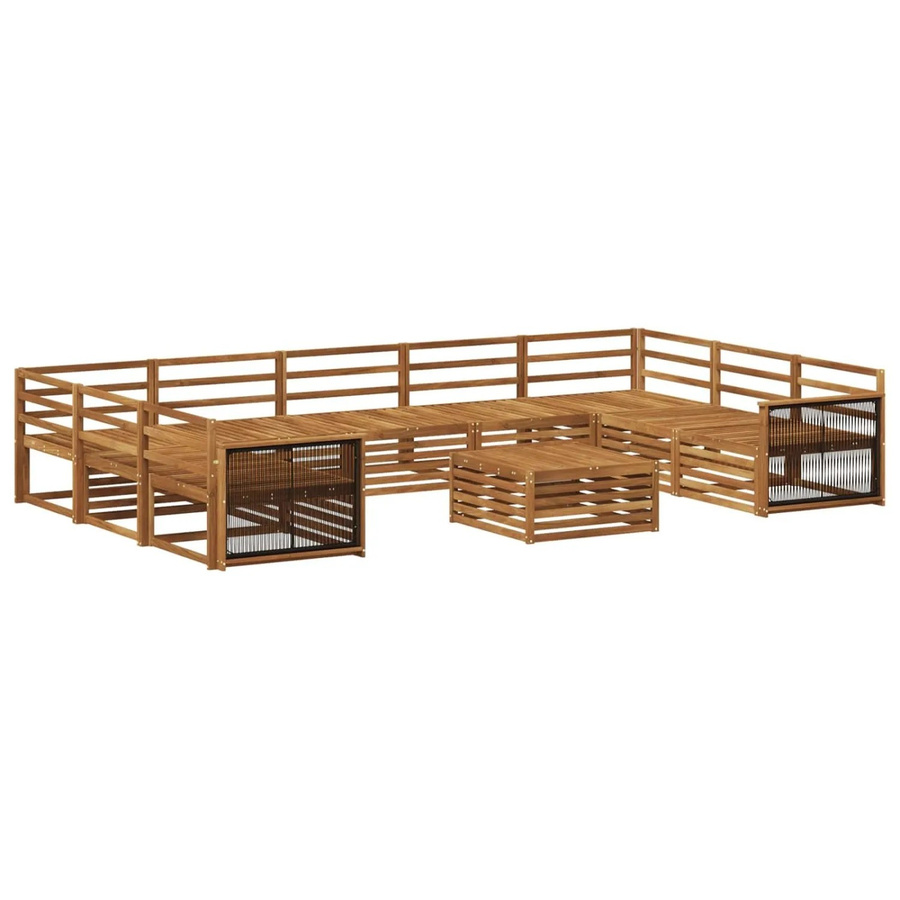 vidaXL Outdoor-Sofagarnitur aus Massivholz Akazie in Natur Braun, 10-teiliges Set mit modernem Design - Bild 2
