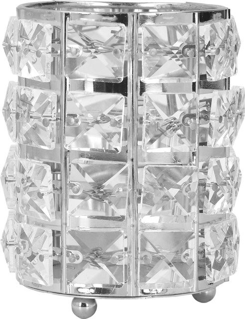Eleganter Make-up Pinselhalter aus Metall und Kristall in Silber von mfySpace - Bild 1