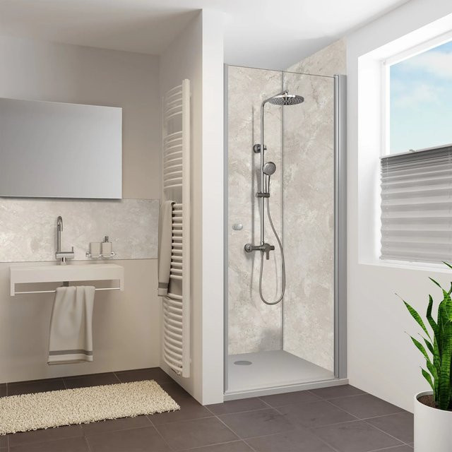 Breuer Duschrückwand in Steinoptik Marmor Beige, B: 100 cm, H: 255 cm - Bild 1