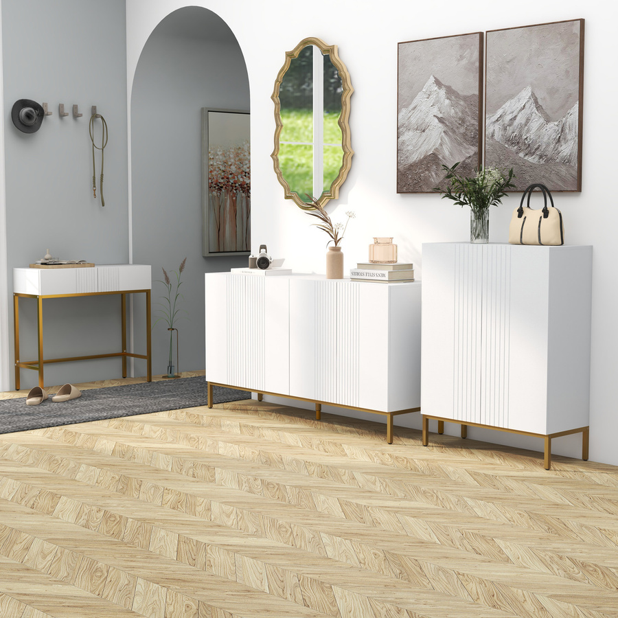 HOMCOM Schuhschrank Weiß mit 2 Türen und 5 verstellbaren Regalen, platzsparender Eingangsschrank mit Soft-Close-Funktion für 15-20 Paar Schuhe - Bild 2